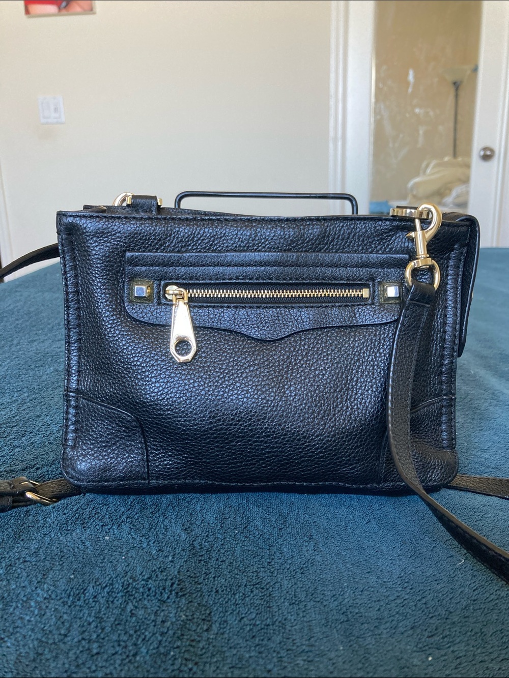 Rebecca Minkoff Regan Crossbody Bag in black gold hardware